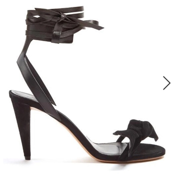 Isabel Marant Shoes - Isabel Marant Akynn Wraparound Leather & Suede Heel Sandals 38 in Black size 7